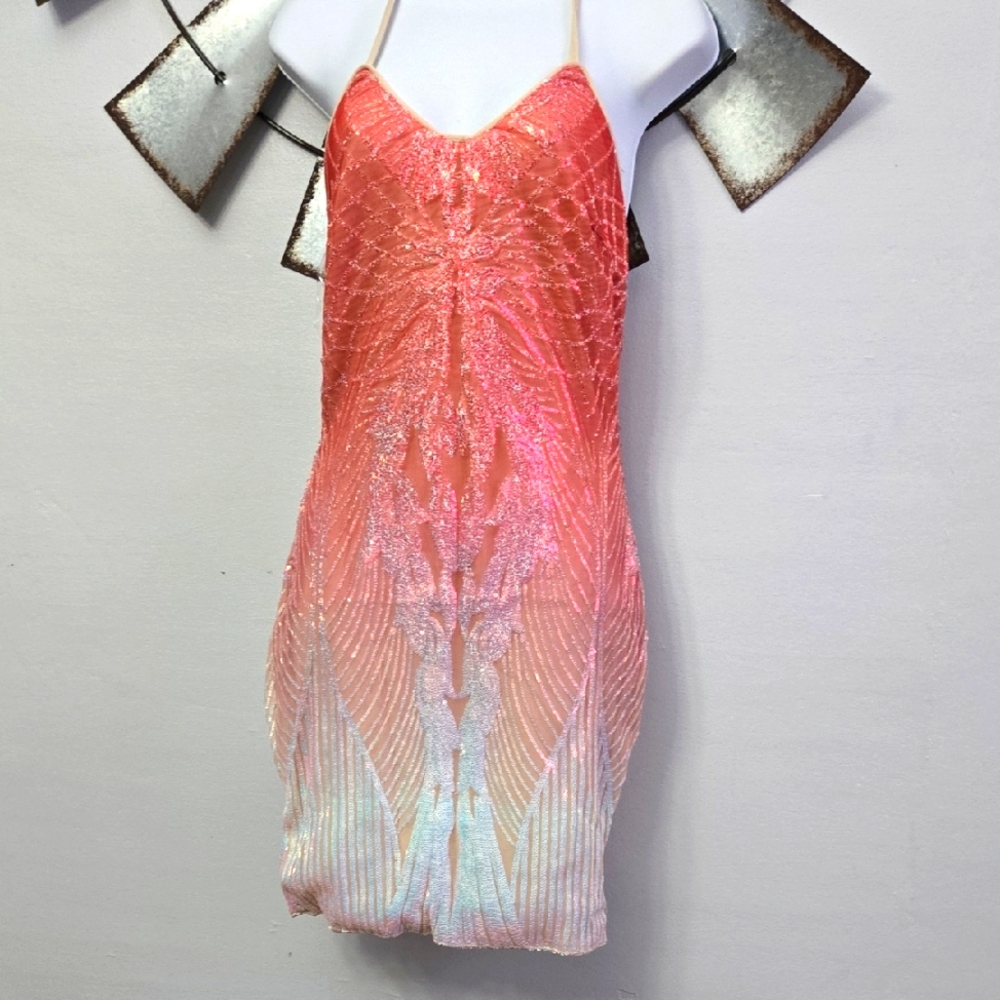 Miss Ord Shimmering Pink and White Dress